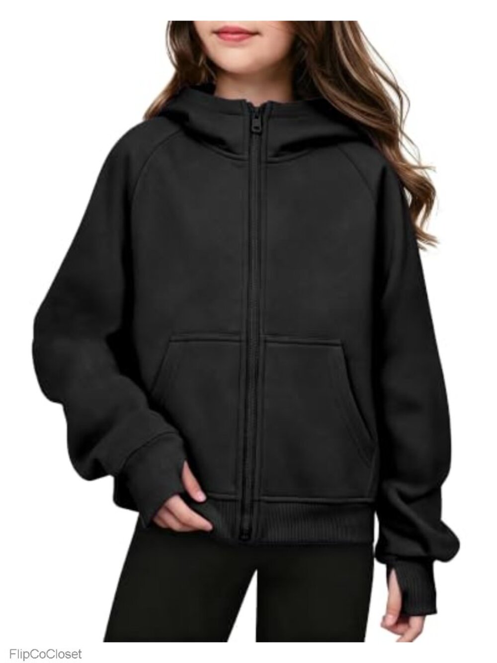Girls Zip Up Fleece Hoodie Sweatshirt Jacket Long Sleeve